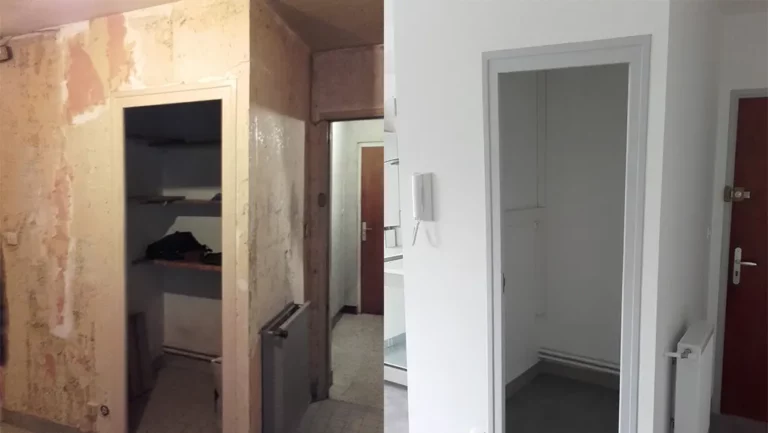 refection d un hall en enduit peinture sol et radiateur electricite