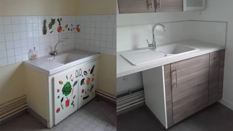 renovation de cuisine d un appartement evier mitigeur meubles et plan de travail